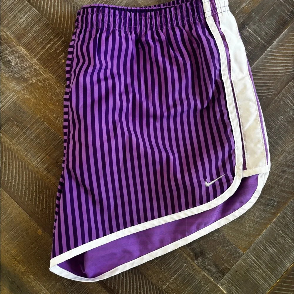 Nike Purple Striped Athletic Shorts with White Trim - Picture 6 of 6